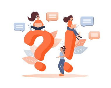 Sık sorulan sorular sayfası şablonu. Vektör web pankartı. Müşteri hizmetleri. Düz izometrik vektör çizimi. Müşteri desteği. Soyut arkaplan.