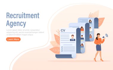 İnsanları düz bir şekilde devam ettir. İnsanlar yeni eleman arayışında. Laptop ekranı. Vektör illüstrasyonu.