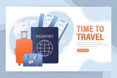 İniş sayfası için zaman çizelgesi. 3D web sitesi şablonu. İzometrik vektör çizimi. Seyahat kavramı.