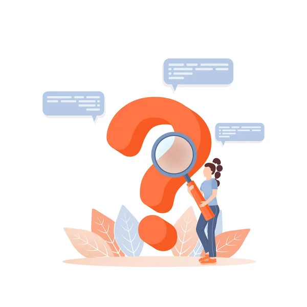 3d question people for landing page design. Flat vector illustration. People communicate. Vector illustration. — Stock Vector