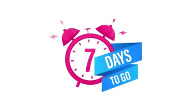 Mavi kurdeleli pembe alarm saati, beyaz ve yeşil ekran arkaplanlarında izole olmak için yedi gün gösteriyor.