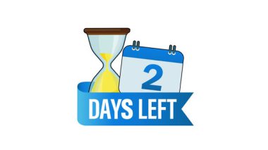 Metnin için iki günlük boşluk bırakılmış, beyaz ve yeşil ekran arkaplanında izole edilmiş, canlandırılmış kum saati.