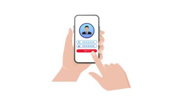 Akıllı telefonu tutmak ve parolayı beyaz ve yeşil ekran arkaplanına girmek