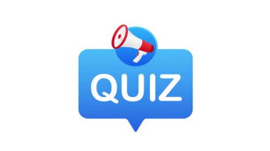 Beyaz ve yeşil ekran arka planında megafon simgesi olan animasyon sınav duyurusu