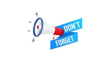 Megafon ve metin ile anımsatma canlandırması unutmayın, beyaz ve yeşil ekran arka planında izole