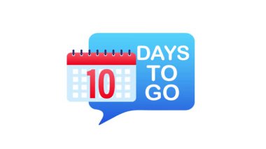 Geri sayım simgesi bir takvimde 10 gün kaldığını gösterir, beyaz ve krom anahtar arkaplanda izole edilmiş