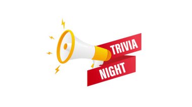 Yıldırımlı animasyon megafonu trivia gecesini teşvik eder, etkinlik pazarlaması için idealdir.