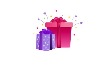 Fiyonklu hediye kutuları ve parlak yıldızlar beyaz ve yeşil ekran arka planında canlandırma