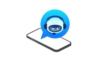 Akıllı telefonda, beyaz ve yeşil ekranda müşteri desteği sağlayan sohbet robotu görüntüsü