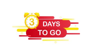 Altın alarm saati ve beyaz ve yeşil ekran arkaplanında izole edilmesi gereken metni içeren canlandırılmış geri sayım pankartı