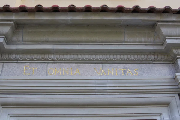 Nesvizh, Belarus - August, 03, 2016: The inscription in Latin over the front door in Nesvizh castle — Stock Photo, Image
