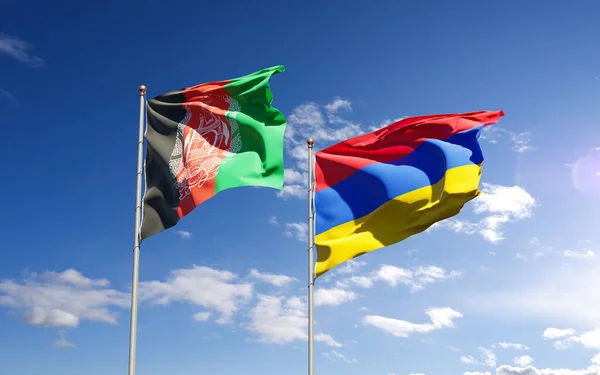 Όμορφες Εθνικές Σημαίες Του Αφγανιστάν Και Της Αρμενίας Μαζί Στο — Φωτογραφία Αρχείου