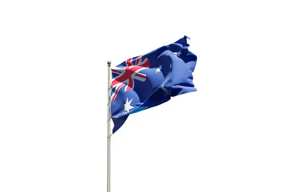 Vacker Nationalstat Flagga Australien Vit Bakgrund Enskilt Närbild Flagga Konstverk — Stockfoto
