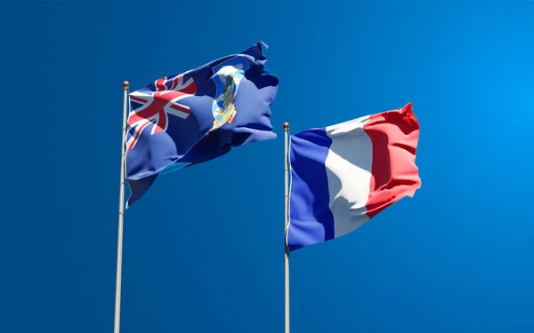 Гарні Національні Прапори Франції Фолклендських Островів Разом Тлі Неба Артхаус — стокове фото