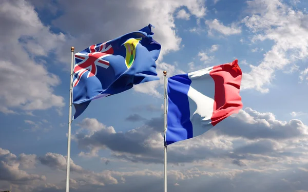 Прекрасні Національні Державні Прапори Франції Турків Островів Кайкос Разом Тлі — стокове фото