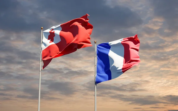 Belle Bandiere Nazionali Stato Della Francia Insieme Sullo Sfondo Del — Foto Stock