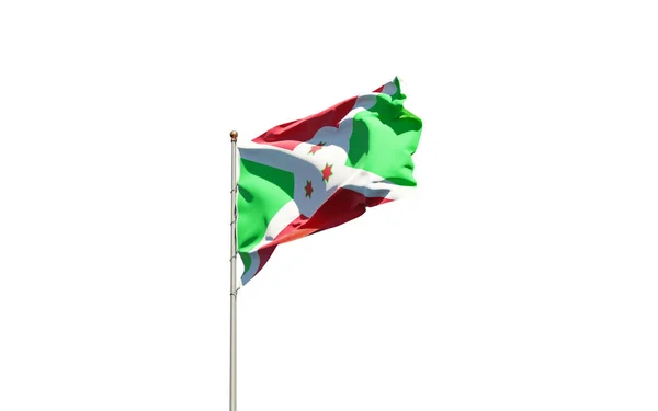 Gyönyörű Nemzeti Zászló Burundiban Fehér Háttérrel Izolált Közelkép Burundi Zászló — Stock Fotó