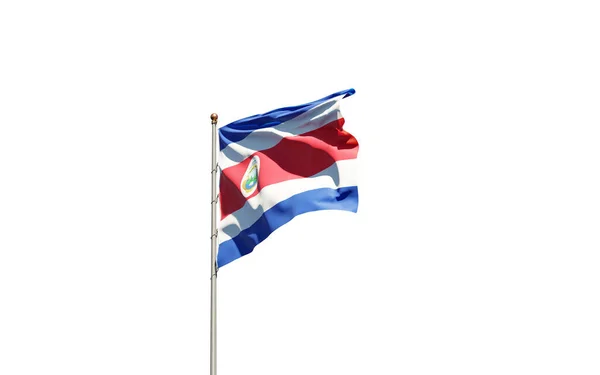 Bella Bandiera Nazionale Stato Della Costa Rica Sfondo Bianco Isolato — Foto Stock