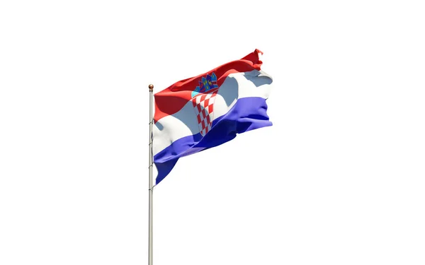 Όμορφη Εθνική Σημαία Της Κροατίας Λευκό Φόντο Μεμονωμένες Γκρο Πλαν — Φωτογραφία Αρχείου
