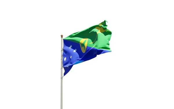 Bela Bandeira Nacional Estado Christmas Island Fundo Branco Isolado Close — Fotografia de Stock