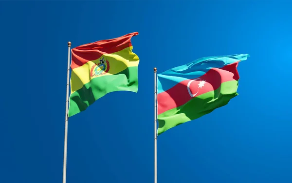 Beaux Drapeaux Nationaux Azerbaïdjan Bolivie Ensemble Fond Ciel Concept Illustration — Photo