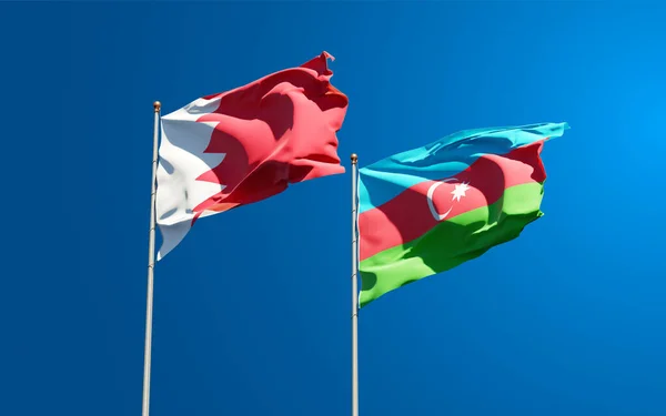 Gökyüzü Arka Planında Azerbaycan Bahreyn Güzel Ulusal Bayrakları Birlikte Sanat — Stok fotoğraf
