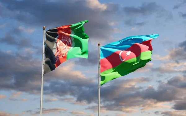 Beautiful National State Flags Azerbaijan Afghanistan Together Sky Background Artwork — Stock Photo, Image