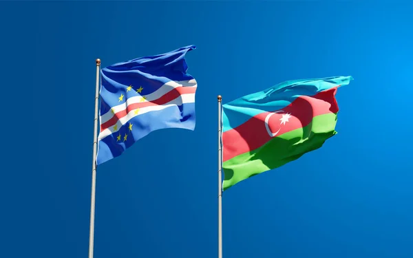 Hermosas Banderas Estatales Nacionales Azerbaiyán Cabo Verde Juntas Fondo Del — Foto de Stock