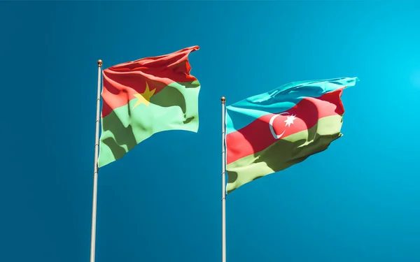 Hermosas Banderas Estatales Nacionales Azerbaiyán Burkina Faso Juntas Fondo Del — Foto de Stock