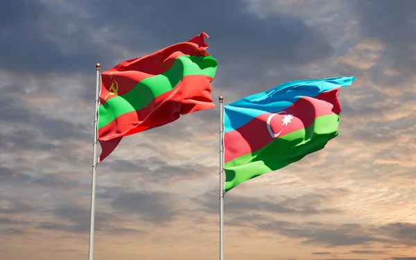 Dnyeszteren Túli Régió Azerbajdzsán Gyönyörű Nemzeti Zászlói Együtt Hátterében Művészeti — Stock Fotó