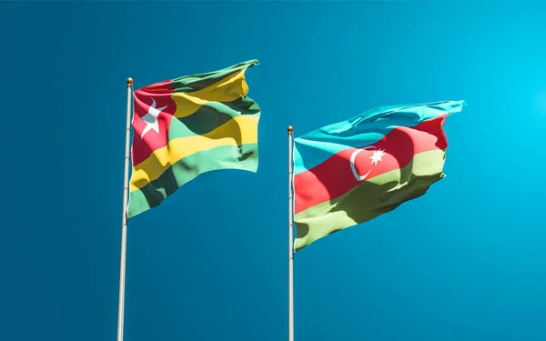 Togo Azerbajdzsán Gyönyörű Nemzeti Zászlói Együtt Hátterében Művészeti Koncepció — Stock Fotó
