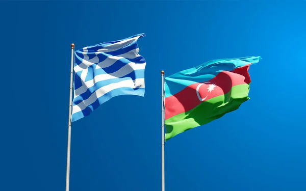 Schöne Nationalflaggen Von Griechenland Und Aserbaidschan Zusammen Himmel Konzept — Stockfoto