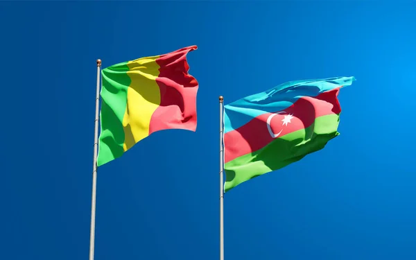 Gyönyörű Nemzeti Zászlók Mali Azerbajdzsán Együtt Hátterében Művészeti Koncepció — Stock Fotó