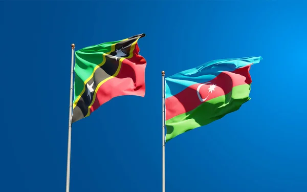 Belle Bandiere Nazionali Stato Saint Kitts Nevis Azerbaijan Insieme Sullo — Foto Stock