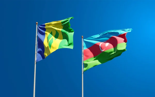 Beaux Drapeaux Nationaux Saint Vincent Les Grenadines Azerbaïdjan Ensemble Fond — Photo