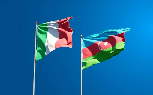 Talya Azerbaycan Güzel Ulusal Bayrakları Gökyüzü Arka Planında Birlikte Sanat — Stok fotoğraf