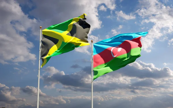 Gyönyörű Nemzeti Zászlók Jamaica Azerbajdzsán Együtt Hátterében Művészeti Koncepció — Stock Fotó