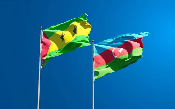 Gyönyörű Nemzeti Zászlók Sao Tome Principe Azerbajdzsán Együtt Hátterében Művészeti — Stock Fotó