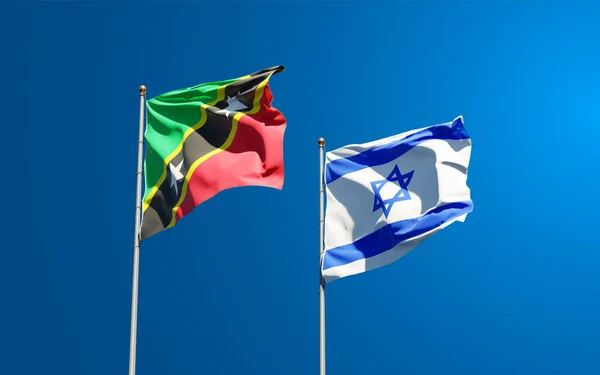 Belle Bandiere Nazionali Stato Saint Kitts Nevis Israele Insieme Sullo — Foto Stock