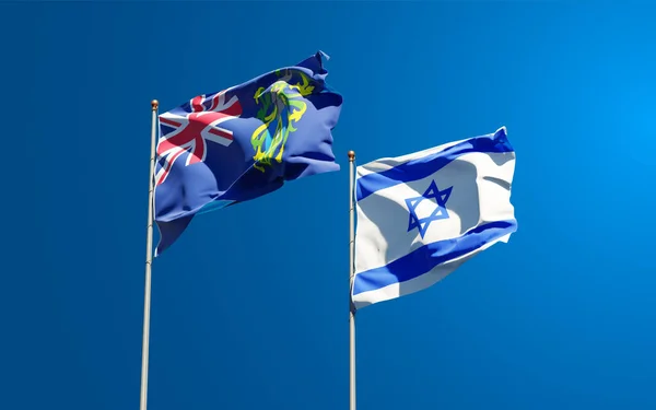 Belle Bandiere Stato Nazionali Delle Isole Pitcairn Israele Insieme Sullo — Foto Stock
