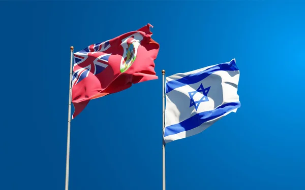 Vackra Nationalstatsflaggor Israel Och Bermuda Tillsammans Himlen Bakgrund Konstverkskoncept — Stockfoto