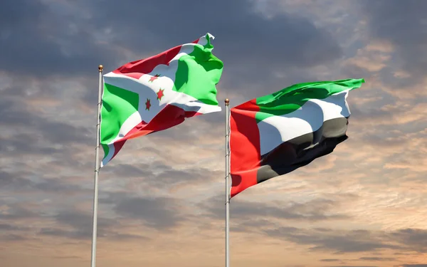 Beautiful National State Flags Uae United Arab Emirates Burundi Together — Stock Photo, Image