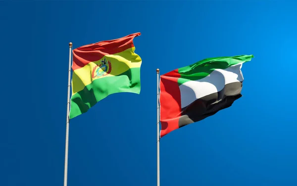 Beaux Drapeaux Nationaux Des Émirats Arabes Unis Bolivie Ensemble Fond — Photo