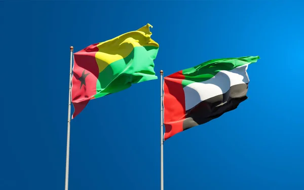 Birleşik Arap Emirlikleri Gine Bissau Nun Güzel Ulusal Bayrağı Gökyüzü — Stok fotoğraf