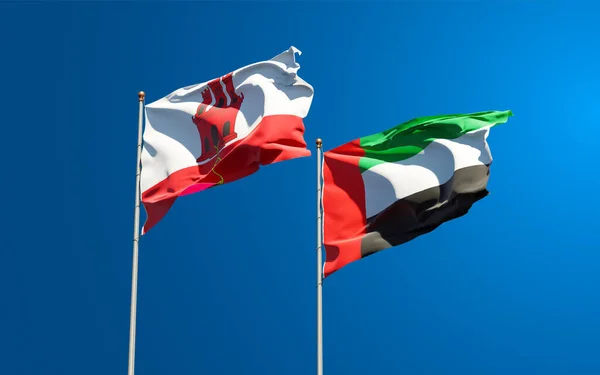 Прекрасні Національні Державні Прапори Гібралтару Оае Єднані Арабські Емірати Разом — стокове фото