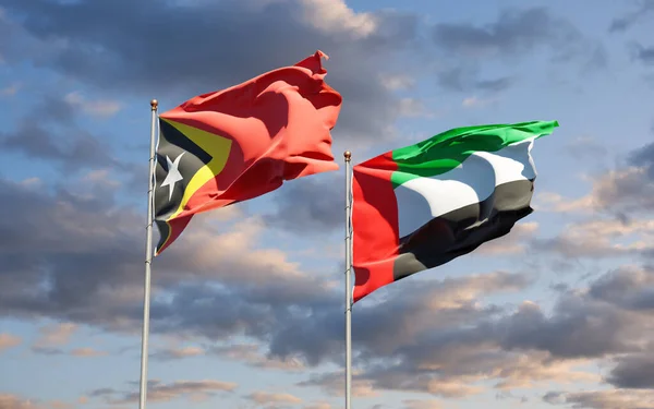 Doğu Timor Bae Birleşik Arap Emirlikleri Nin Güzel Ulusal Bayrağı — Stok fotoğraf