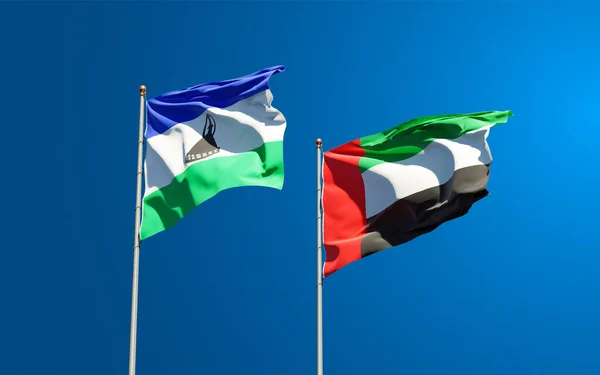 Beautiful National State Flags Lesotho Uae United Arab Emirates Together — Stock Photo, Image