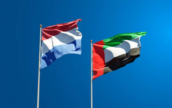 Beautiful National State Flags Netherlands Uae United Arab Emirates Together — Stock Photo, Image