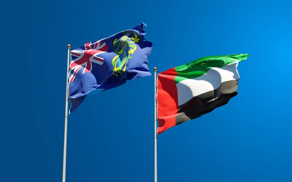 Bellissime Bandiere Stato Nazionali Delle Isole Pitcairn Emirati Arabi Uniti — Foto Stock
