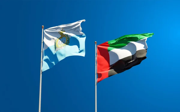 Beautiful National State Flags San Marino Uae United Arab Emirates — Stock Photo, Image